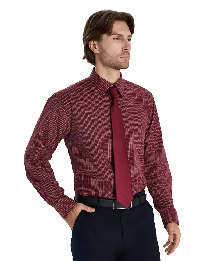 Men's Regular Fit Micro Check Dress Shirt
