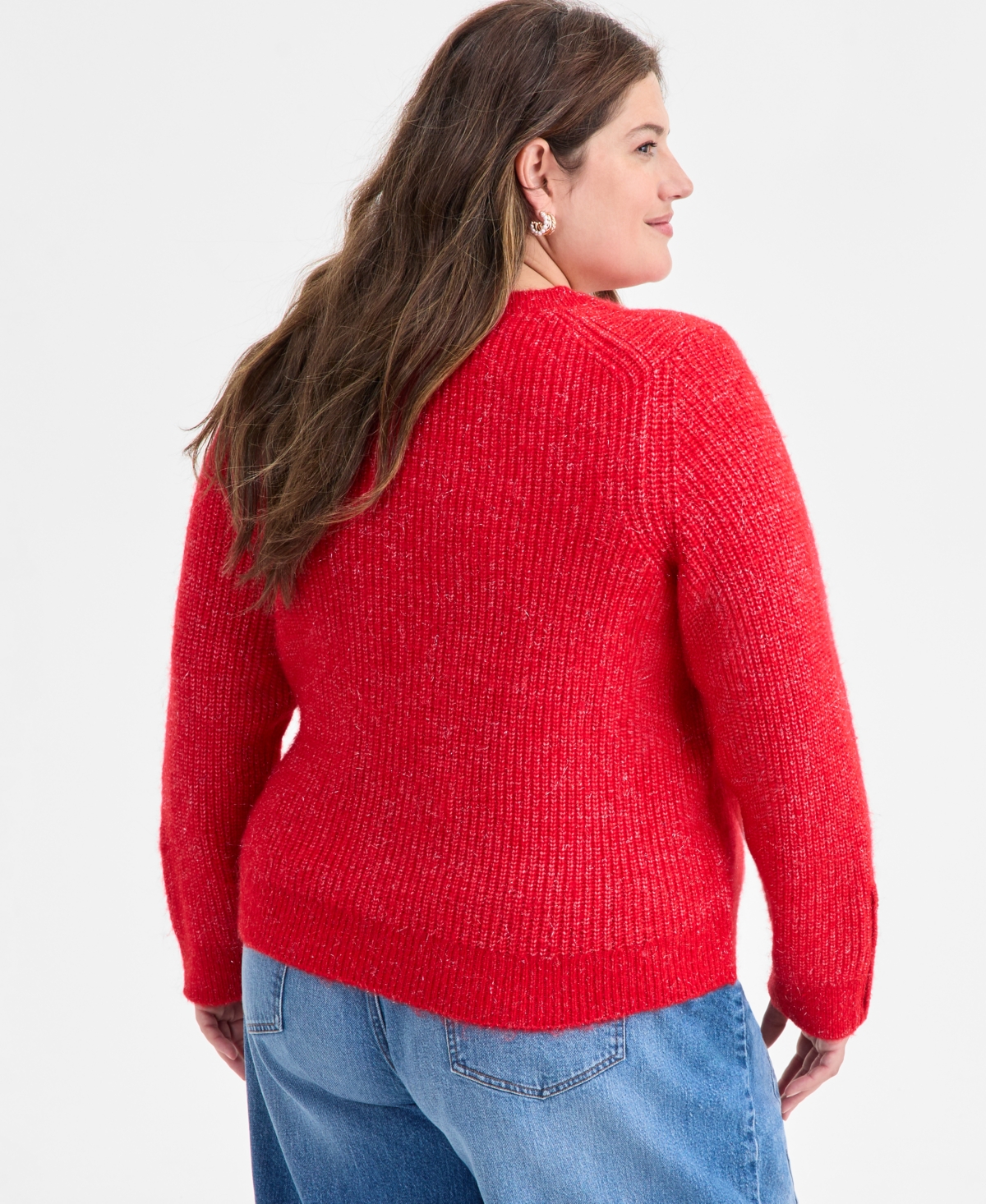 On 34th Trendy Plus Embellished-Cuff Sweater, Macy's Exclusive