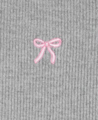 Girls 7-16 Lettuce-Edge Embroidered-Bow T-Shirt