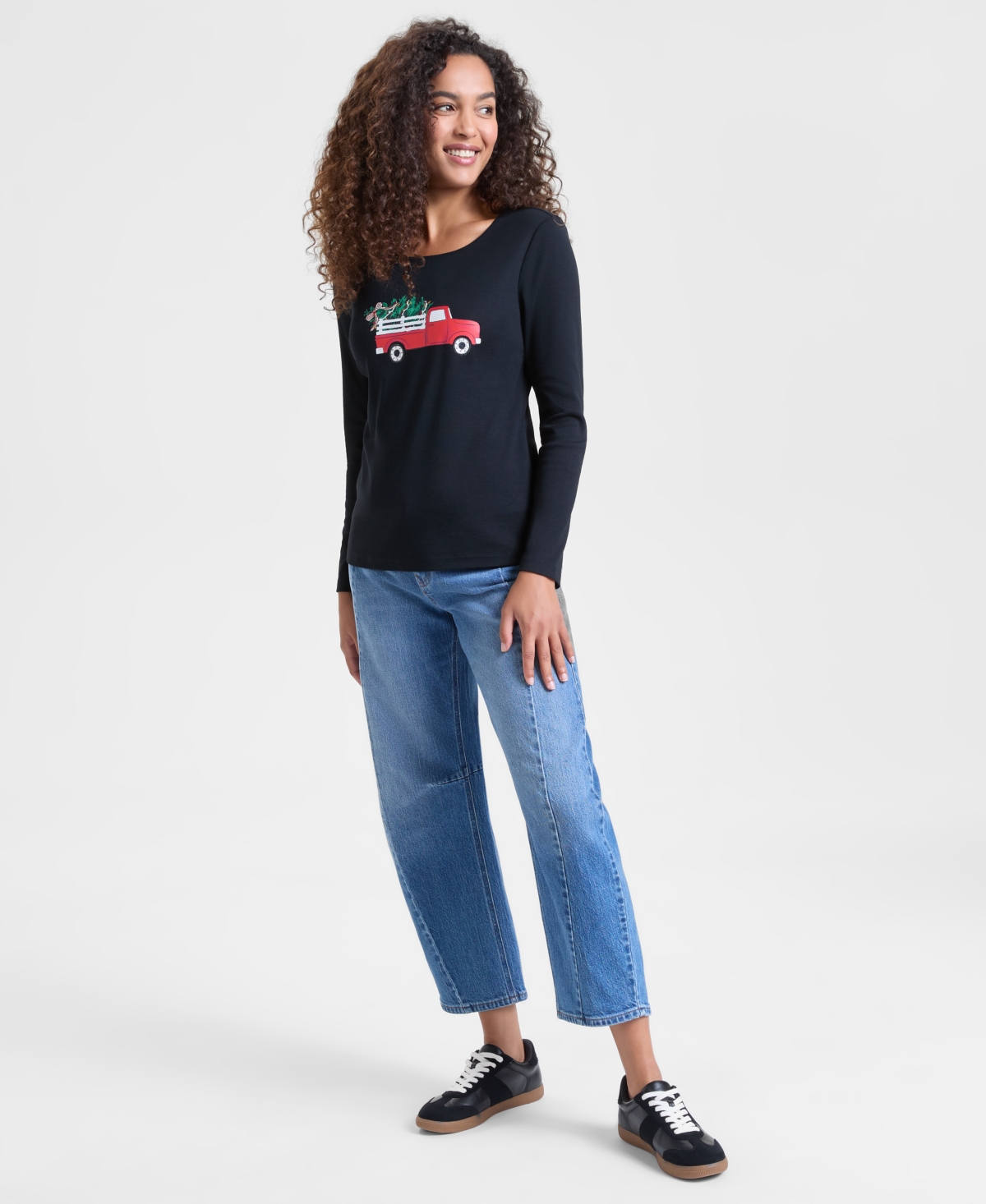 Holiday Lane Women's Kate Truck Long-Sleeve Top, Macy's Exclusive