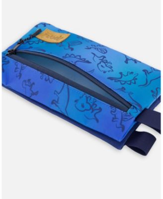 Boy Double Pencil Case Blue Gradient Dinosaur Print - Toddler|Child