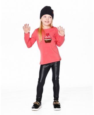 Girl Cotton T-Shirt Coral with Cupcake - Child