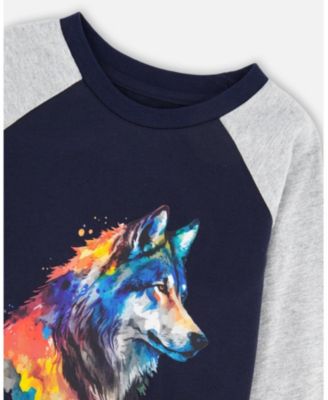 Little Boys Long Raglan Sleeve Jersey Tee Navy Blue - Toddler|Child