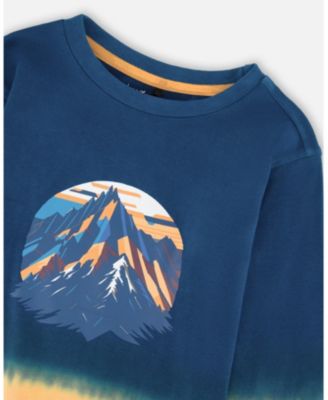 Boy Long Sleeve Cotton Gradient Jersey Tee Dark Teal - Toddler|Child