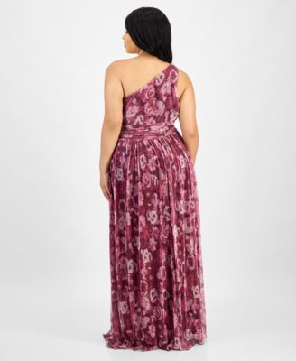 Trendy Plus Size Printed One-Shoulder Gown