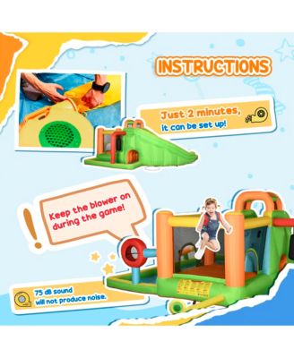 7-in-1 Backyard Inflatable Bounce House W/ Slide & Water Blaster