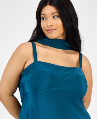 Trendy Plus Size Satin Scarf Midi Dress