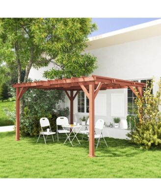 11' x 12.5' Outdoor Wood Pergola with Grape Trellis,
