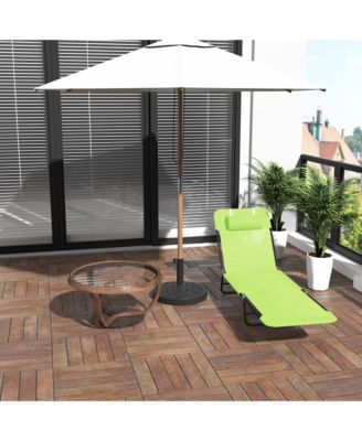 Foldable Reclining Pool & Beach Chair w/ Pillow,