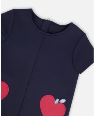 Girl Milano Dress Navy Blue with Plaid Flounce - Child