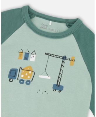 Baby Boy Two-Piece Cotton Pajama Set Teal Construction Print - Baby