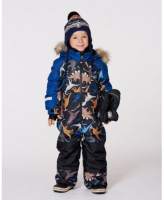 Toddler Boys One-Piece Play Snowsuit Black Dinosaur Print - Toddler|Child
