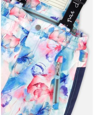 Girl Two-Piece Play Snowsuit Blue Flower Print - Toddler|Child