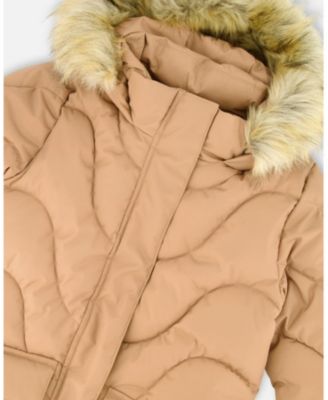 Girl Long Wavy Quilt Puffy Winter Coat Chanterelle - Toddler|Child