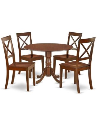 5-Piece Wood Mahogany Slatted Back Dining Set
