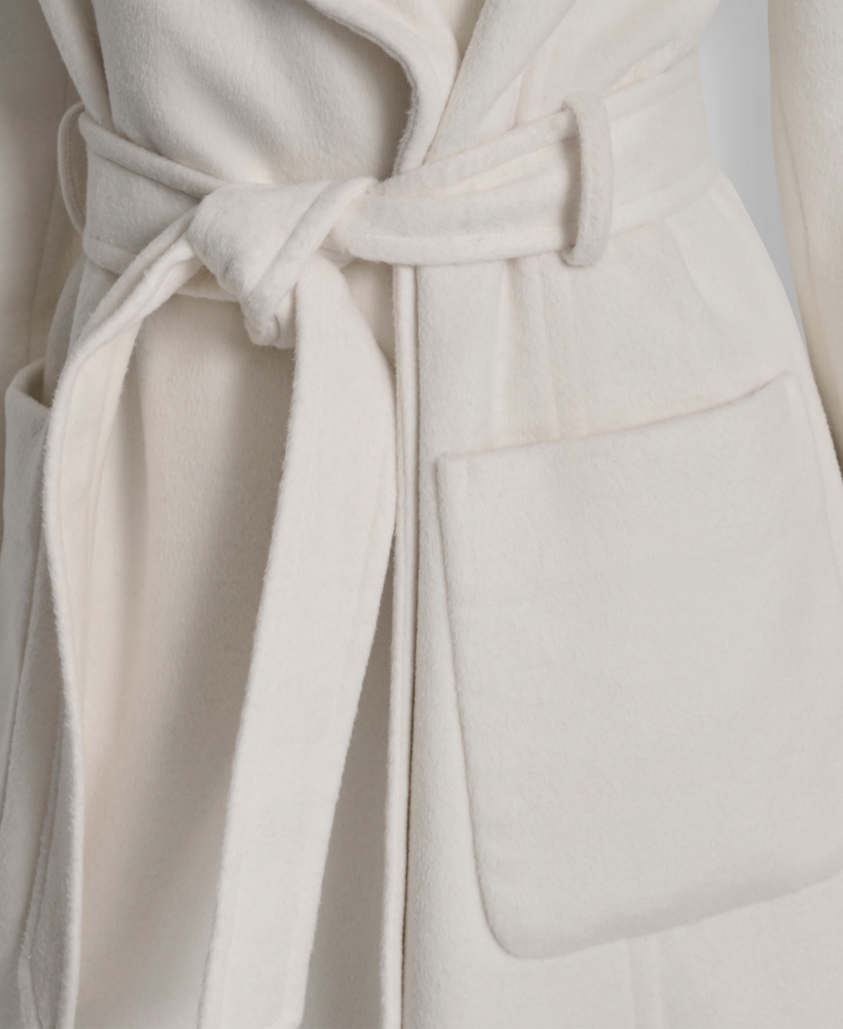 Dkny Women's Notch Collar Belted Wrap Coat In White