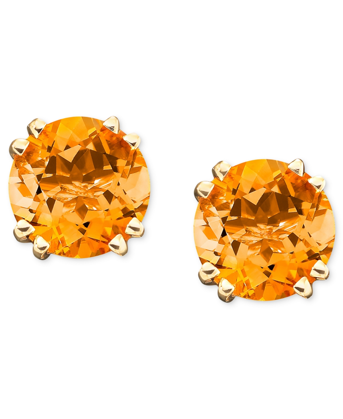 Macy's Brilliant-cut Citrine (2-1/5 Ct. T.w.) Stud Earrings In 14k White Gold In Citrine