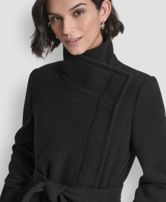 Women's Wing Collar Asymmetrical Wrap Coat