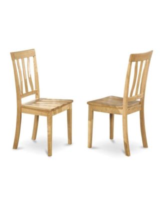 3 Pc Dining Room Set Set - Dropleaf Dinner Table and 2 Oak Wooden Chairs for Dining Room with Slatted Back- Oak Finish