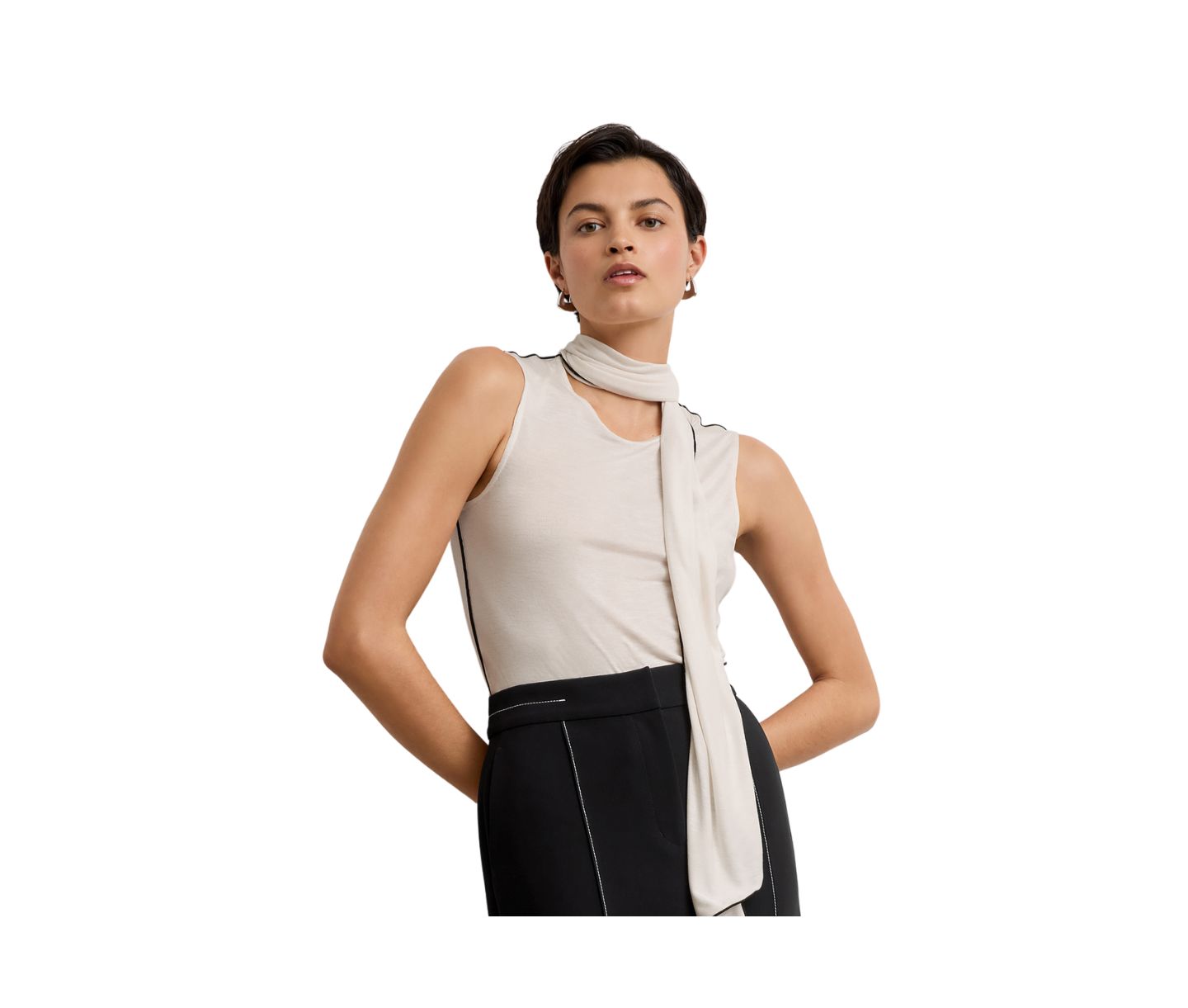 Женский топ M.M.LaFleur Felicity Scarf - Cloud Jersey, цвет: Слоновая кость — фото 1