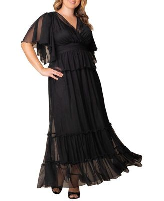 Plus Size Graceful Tiered Mesh Gown