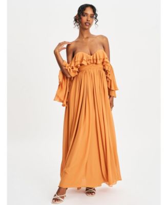 Women's Kaela Brickwork Off Shoulder Chiffon Maxi Dress