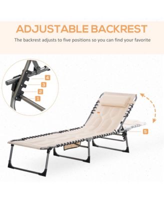 Outdoor Padded Folding Chaise Lounge Chair with Reclining,