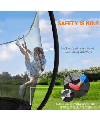10ft Outdoor Trampoline with Net Enclosure, Curved Poles,