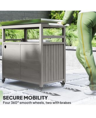 Grill Cart, Kitchen Island with Storage Cabinets,
