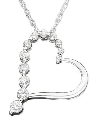 Diamond Journey Pendant Necklace in 14k White Gold (1/3 ct. tw ...