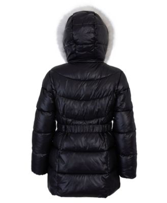 Toddler and Little Girls Belted Stadium Puffer Jacket