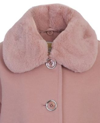 Toddler and Little Girls Detachable Faux Rabbit Fur Collar Jacket