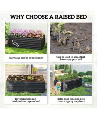 Raised Garden Bed Metal Planter Box with Reinforced Rods,