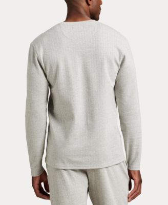 Men's Long Sleeve Herringbone Henley Sleep Shirt