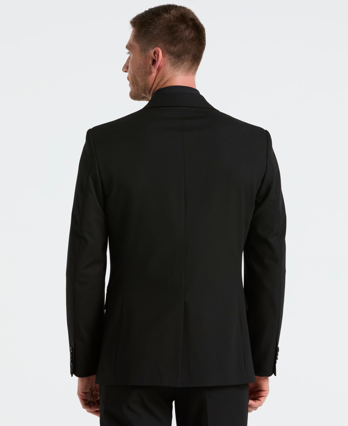 Мужской пиджак Perry Ellis Dobby Louis Long Sleeve Slim Fit Suit, цвет: Чёрный — фото 3