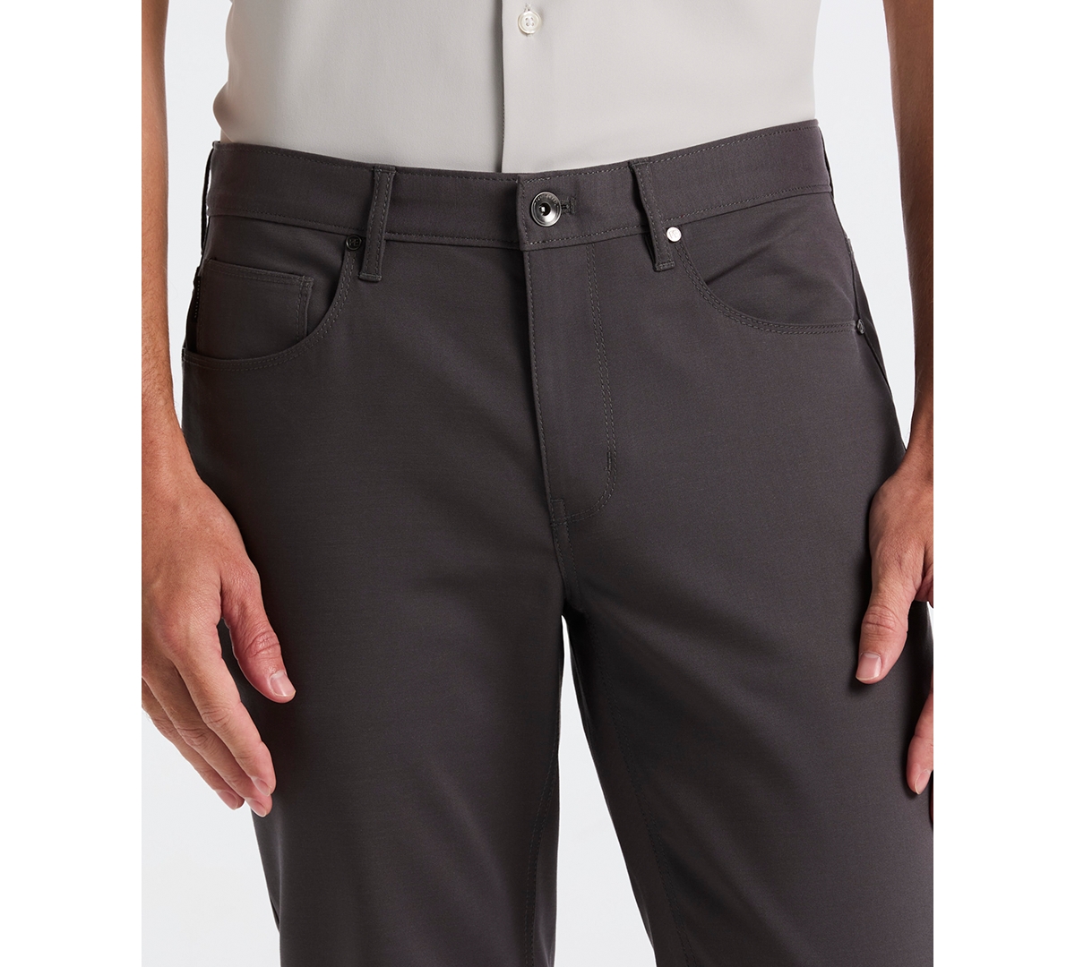 Perry Ellis Men's Double-weave Slim-fit 5-pocket Pants In Brown