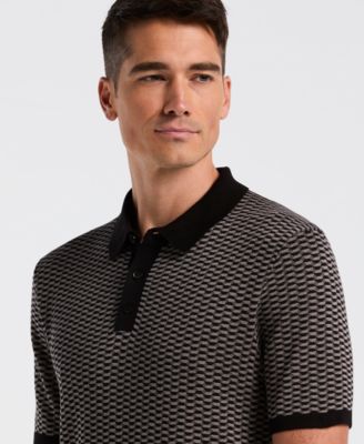 Men's Cotton Modal Geo Short Sleeve Polo Sweater