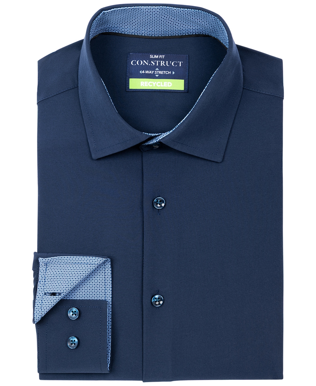 Men's Slim-Fit Solid Performance Stretch Cooling Comfort Dress Shirt - White