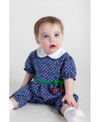 Baby Girls Polka Dot Cherry Printed Knit Longall