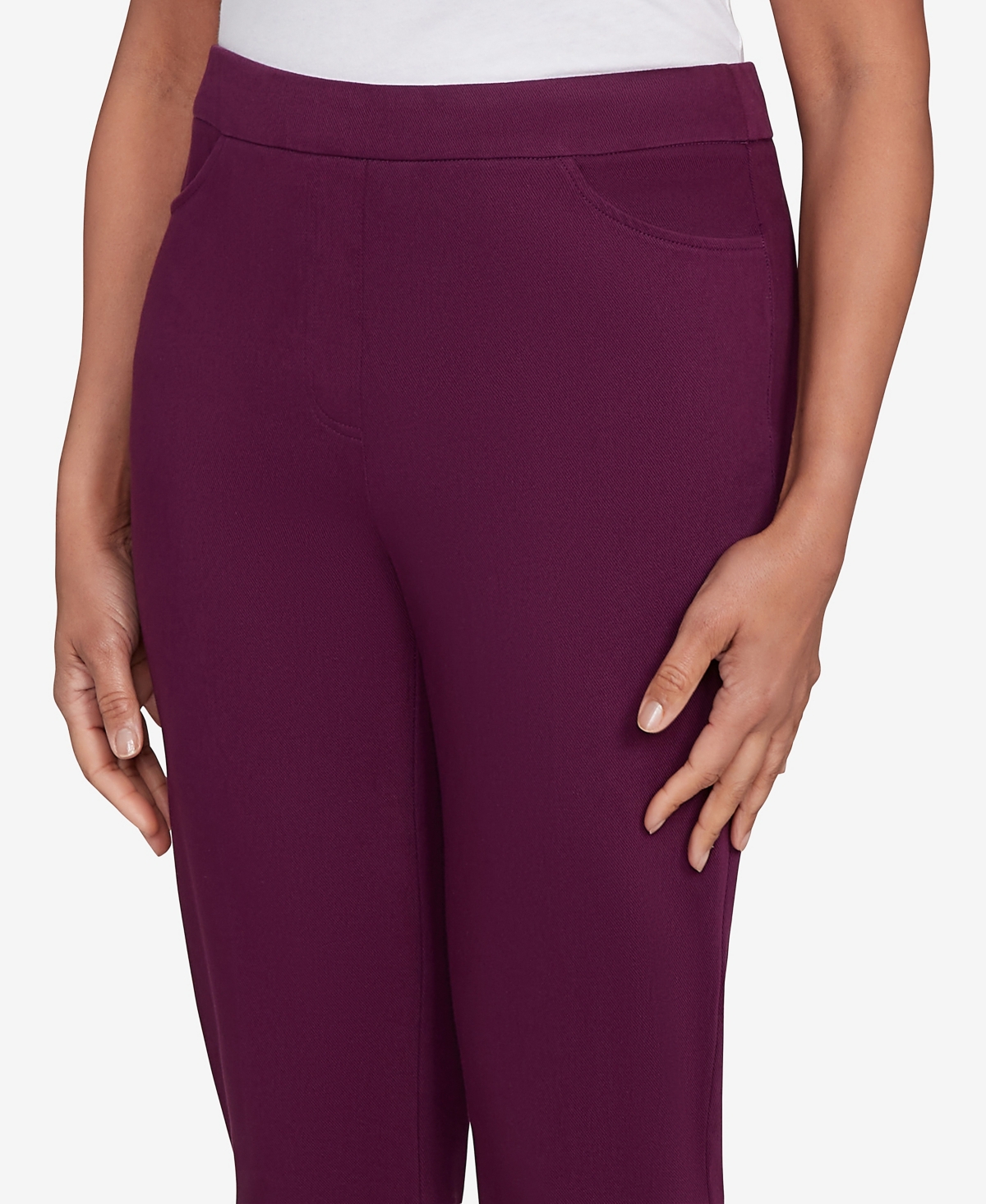Alfred Dunner Petite Urban Legend Fitted Twill Medium Length Pants In Purple