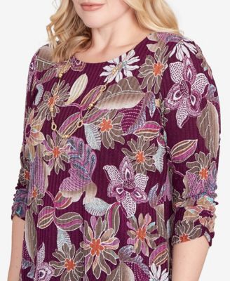 Petite Urban Legend Batik Floral M&eacute;lange Printed Top