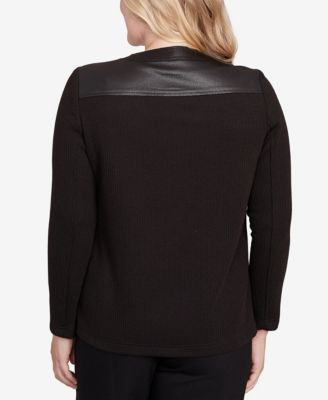 Petite Long Sleeve Faux Leather Jacket