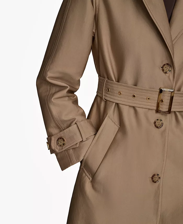 Women's Single-Breasted Belted Trench Coat - thumbnail 9
