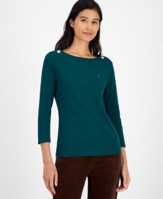 Tommy Hilfiger - Women's Boat-Neck 3/4-Sleeve Top