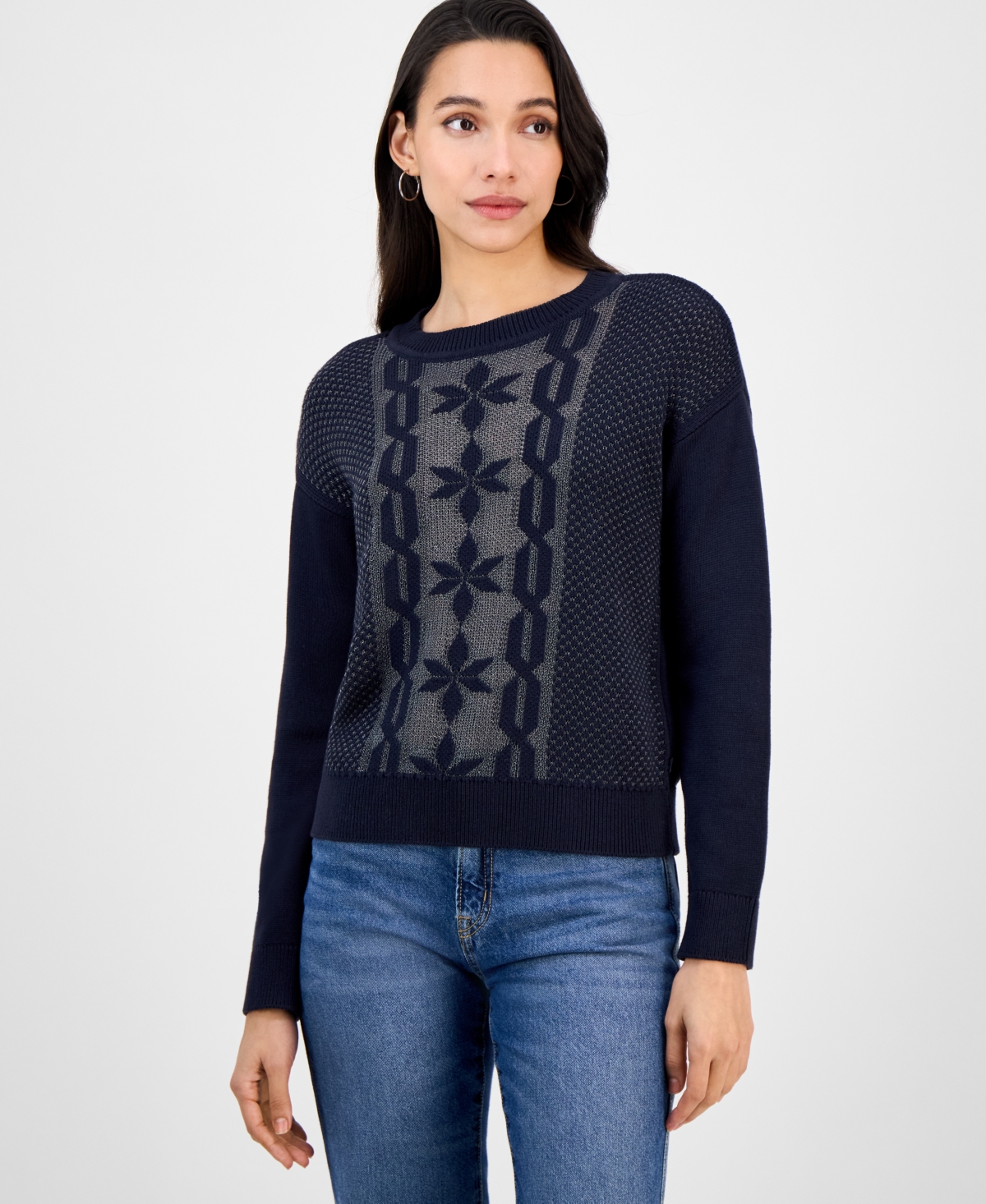 Nautica Jeans Women's Cotton Snowflake-motif Sweater In Multi
