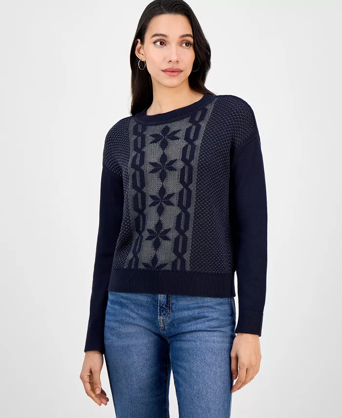 Nautica Women's Cotton Snowflake-Motif Sweater - thumbnail 5