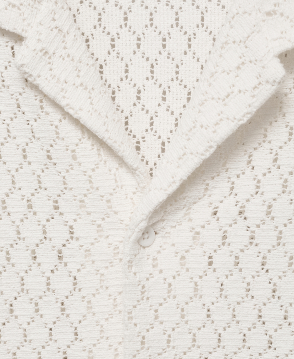 Mango Men's Openwork Detail Cotton Shirt In White