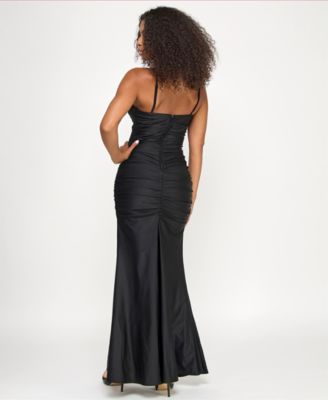 Juniors' Sweetheart Neck Sequin Gown