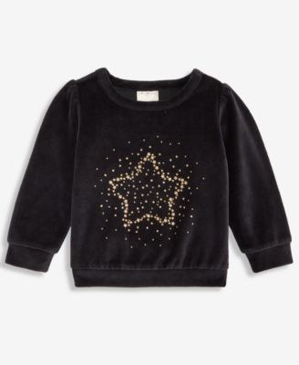 First Impressions - Baby Girls Long-Sleeve Glitter-Dot Star Velour Top
