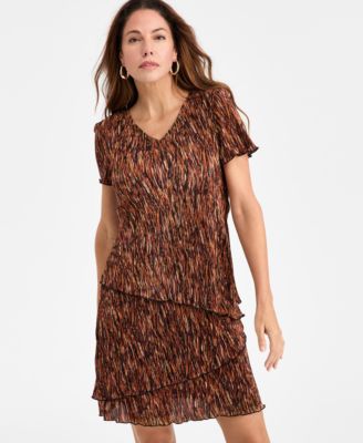 Women's V-Neck Tiered Sheath Dress